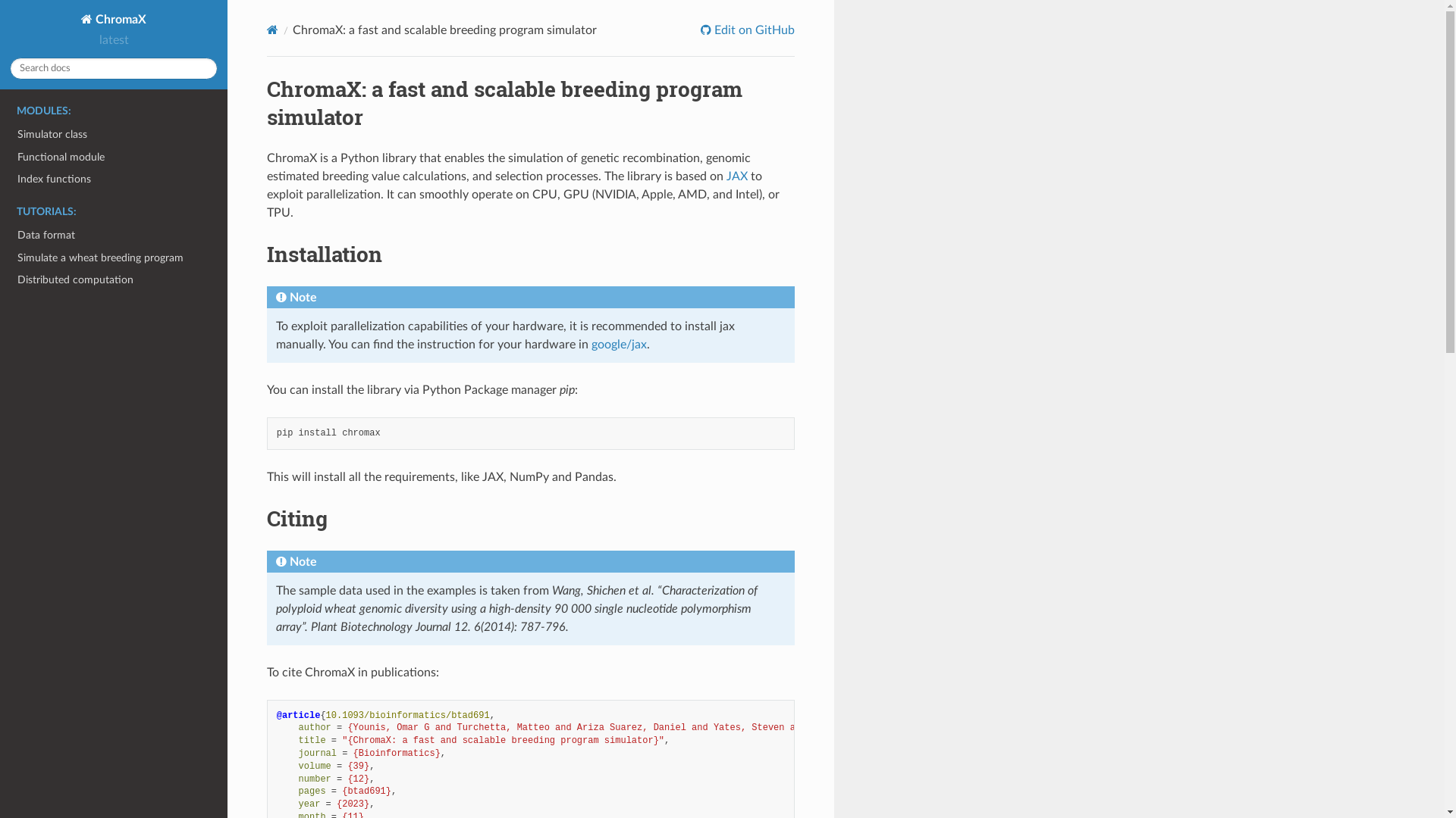 ChromaX: a fast and scalable breeding program simulator. | BioTreasury