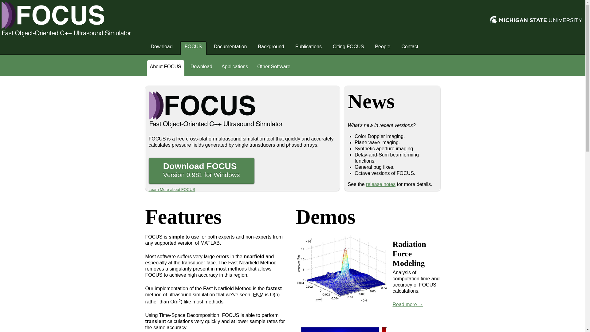 Denver Focus Software FOCUS: Fast and Accurate Plane Wave and Color Doppler Imaging with the ...