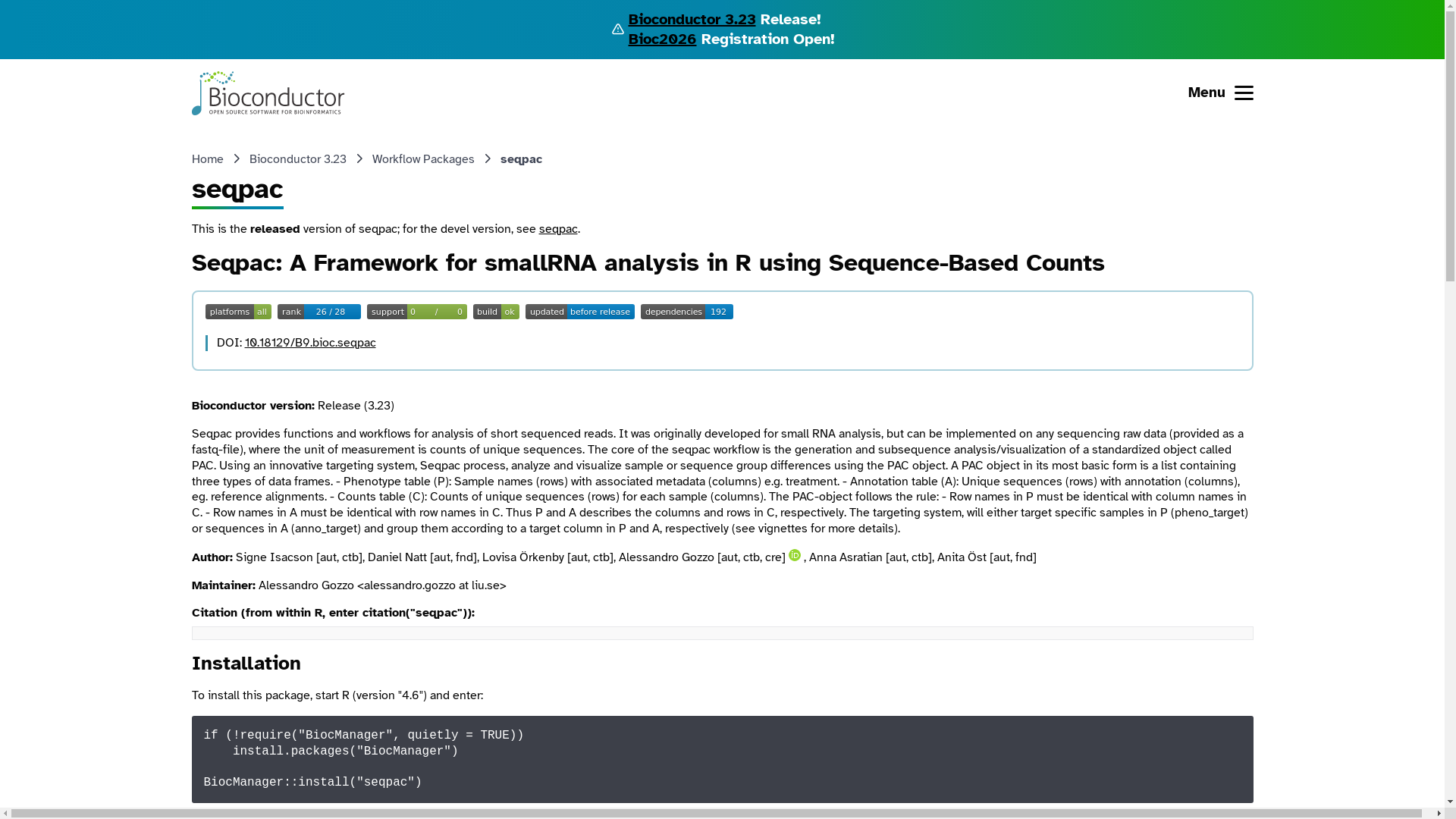 Seqpac: a framework for sRNA-seq analysis in R using sequence-based ...