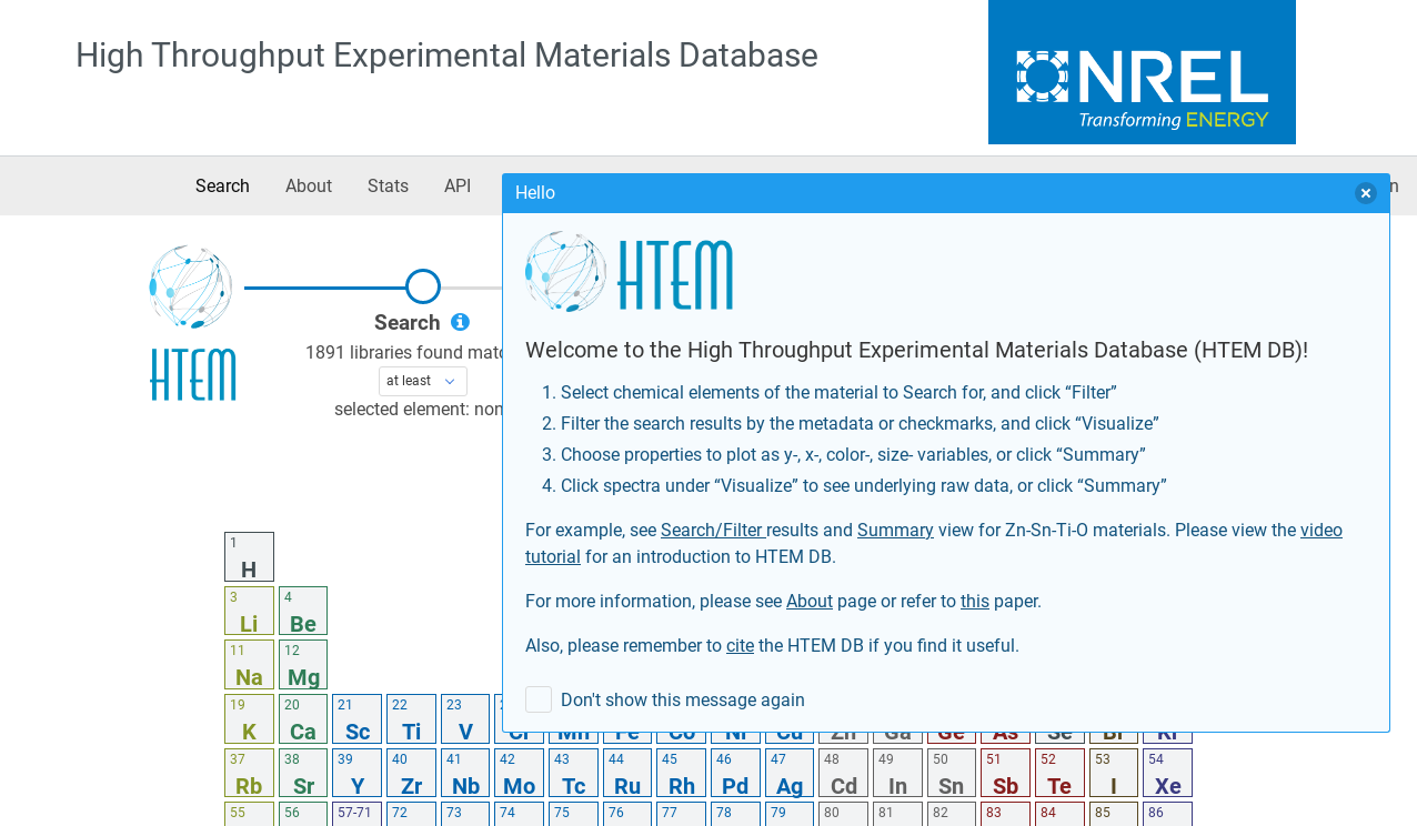 HTEM-DB: High Throughput Experimental Materials Database | BioTreasury