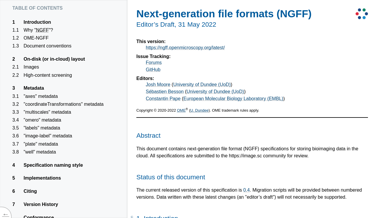 OME-NGFF: A next-generation file format for expanding bioimaging data ...