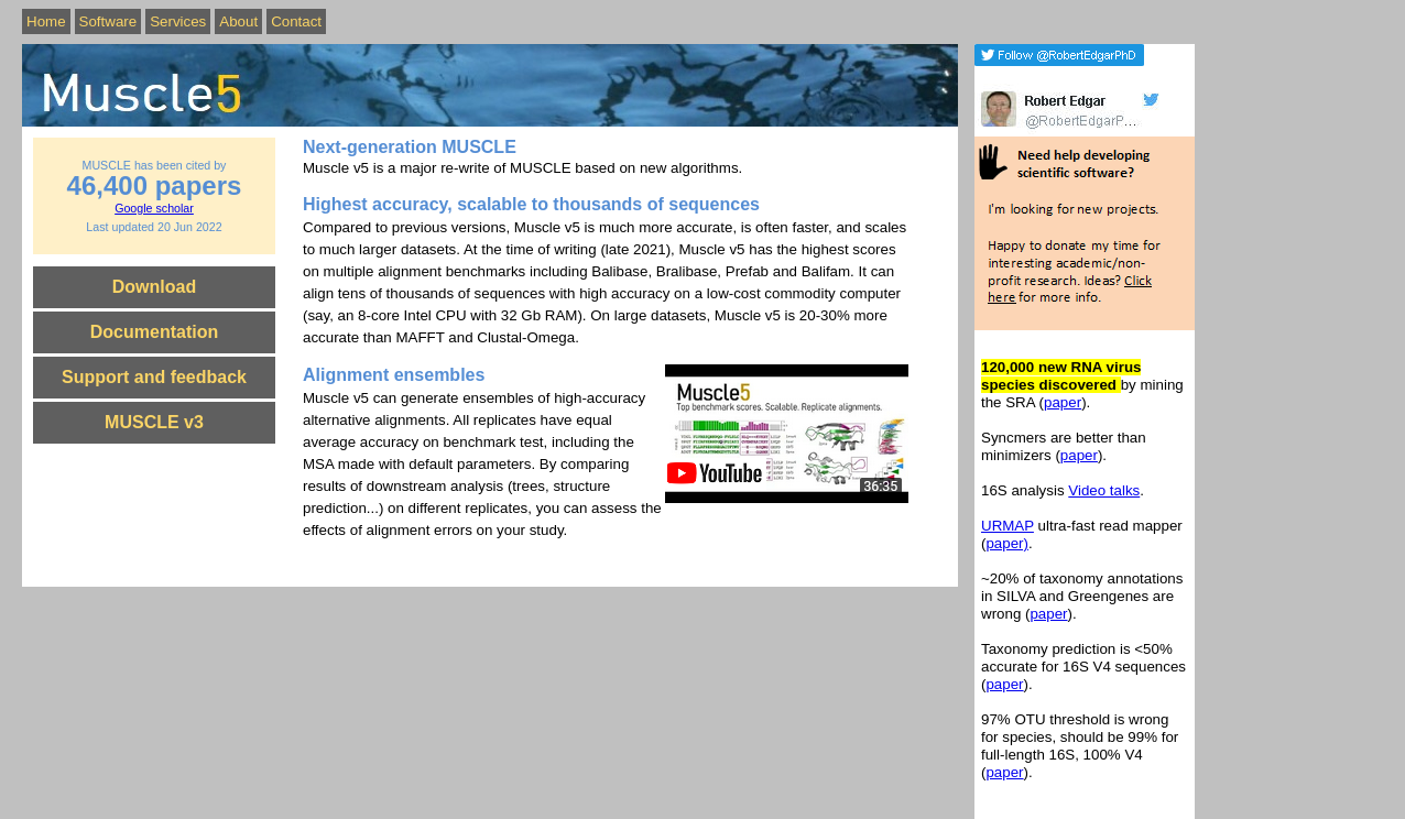 MUSCLE: A multiple sequence alignment method with reduced time and ...