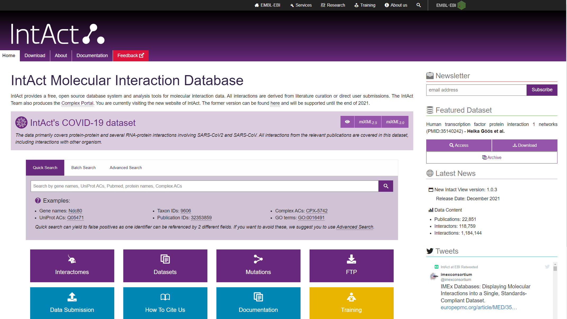 IntAct: The IntAct database: efficient access to fine-grained molecular ...